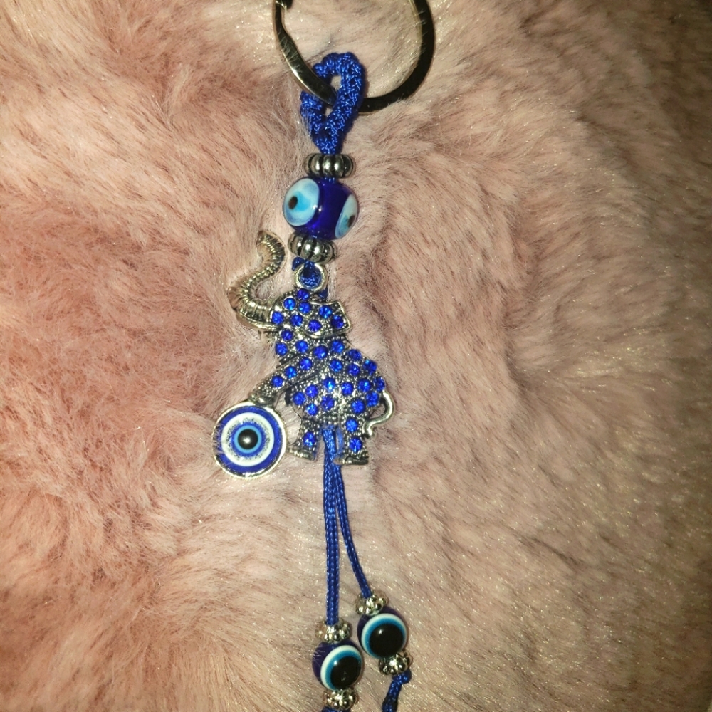 Evil eye elephant key chain